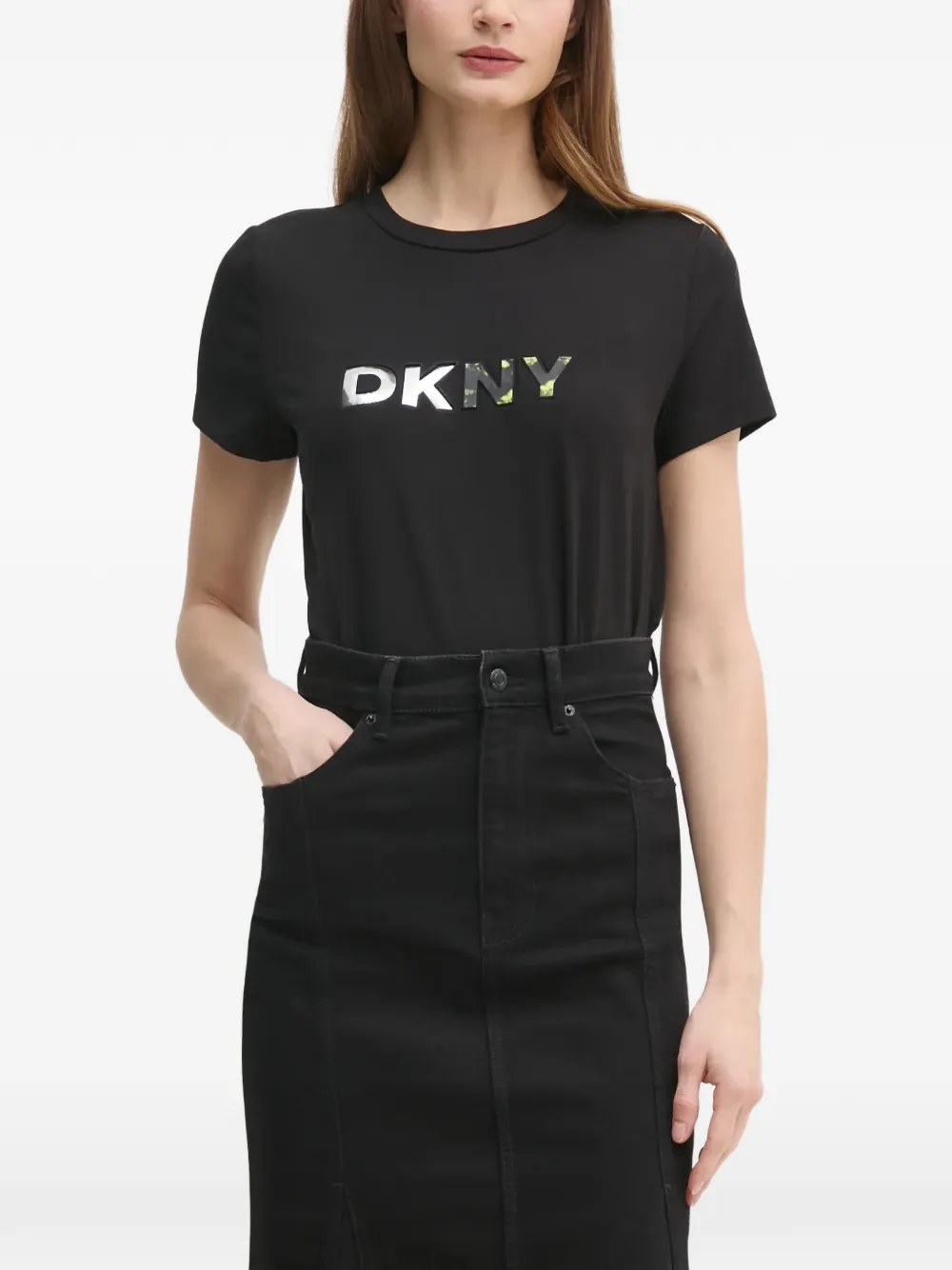 DKNY logo-print T-shirt Zwart
