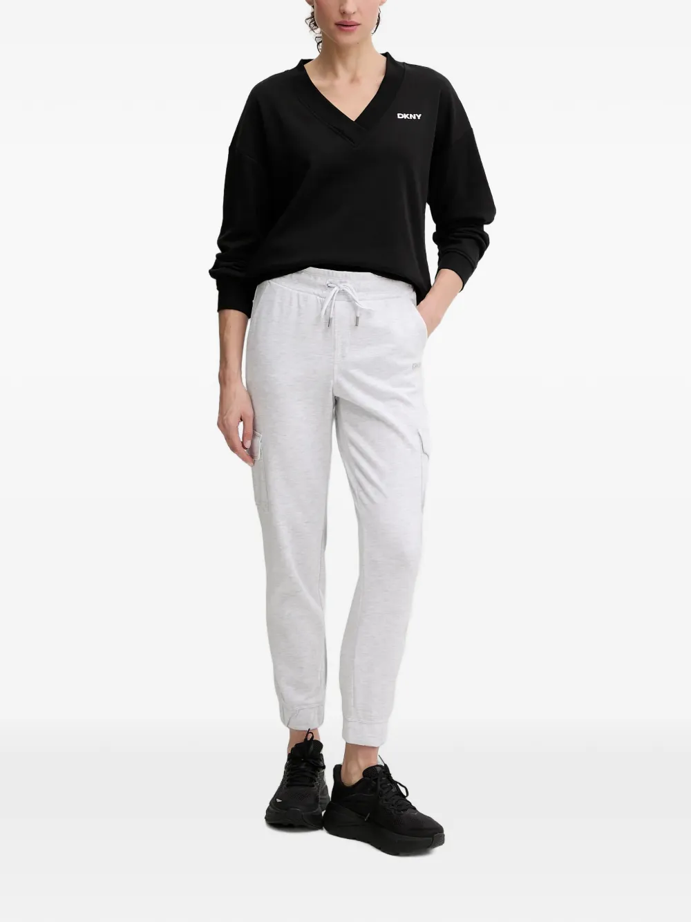 DKNY Sweater met V-hals Zwart