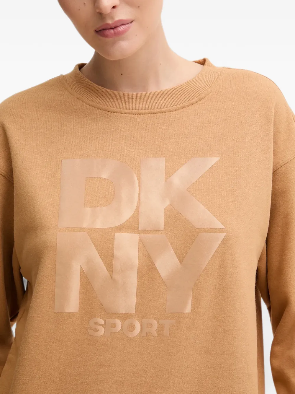 DKNY Sweater met logo op de borst Beige