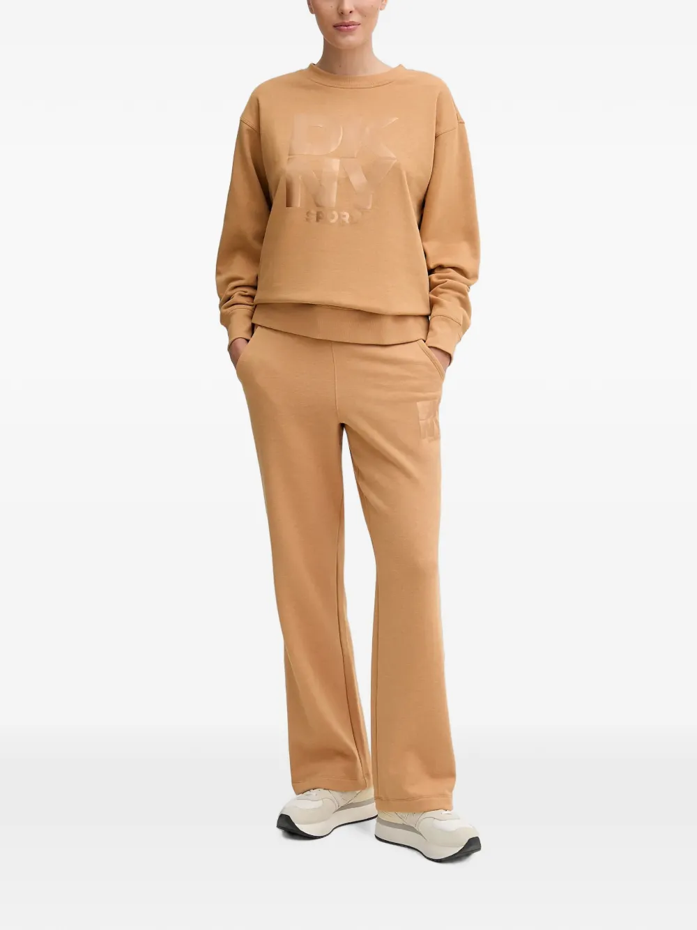 DKNY Sweater met logo op de borst Beige