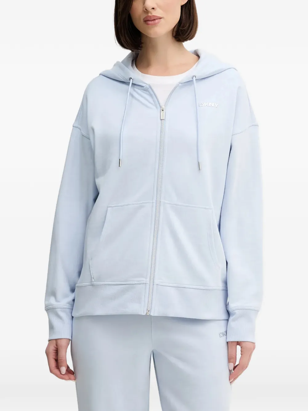 DKNY logo-appliqué zip-up hoodie - Blau