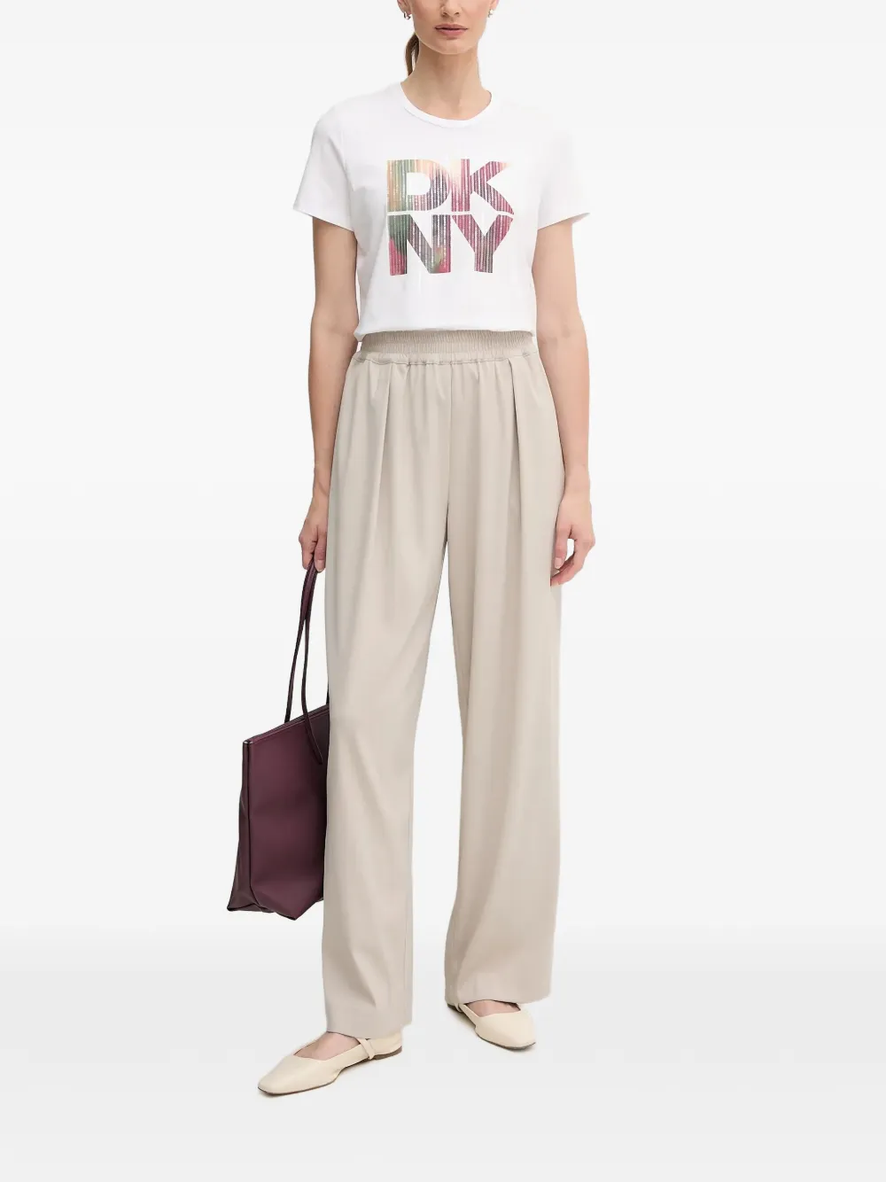 DKNY T-shirt met logoprint Wit