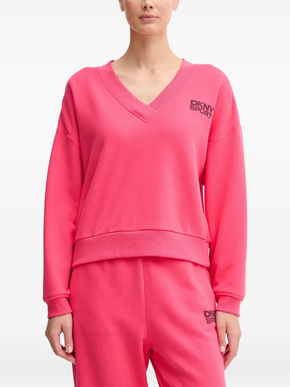 DKNY Sweatshirt mit Logo-Verzierung - Rosa