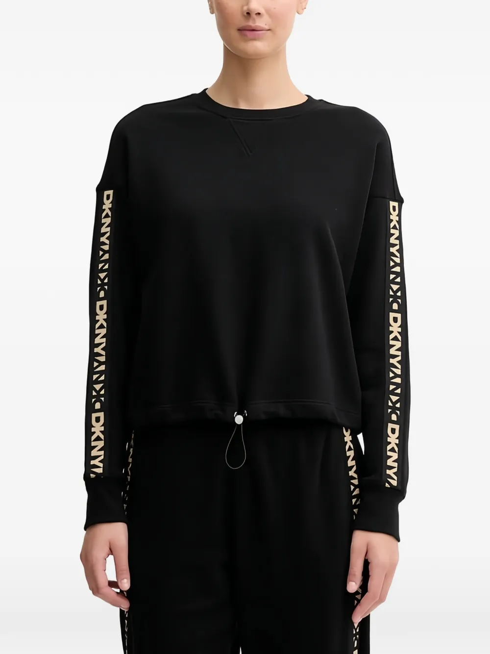 DKNY Sweatshirt mit Kordelzug - Schwarz