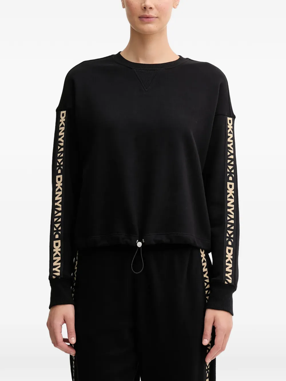 DKNY Sweater met trekkoord en logo Zwart