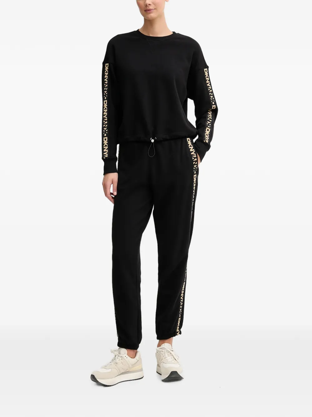 DKNY Sweater met trekkoord en logo Zwart