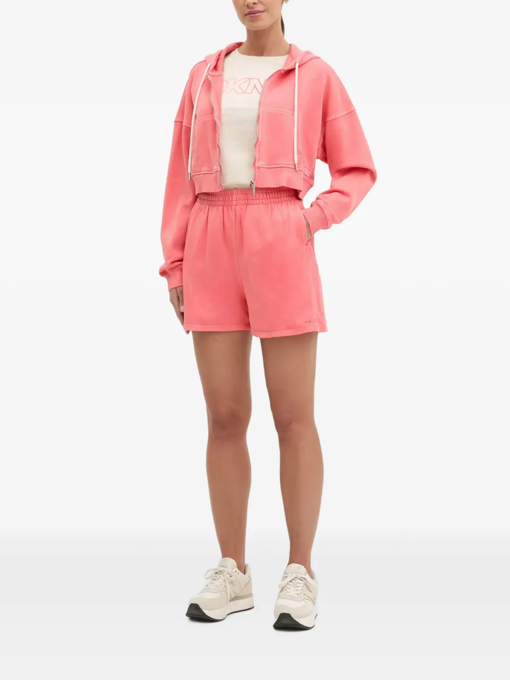 DKNY Cropped hoodie met rits Roze