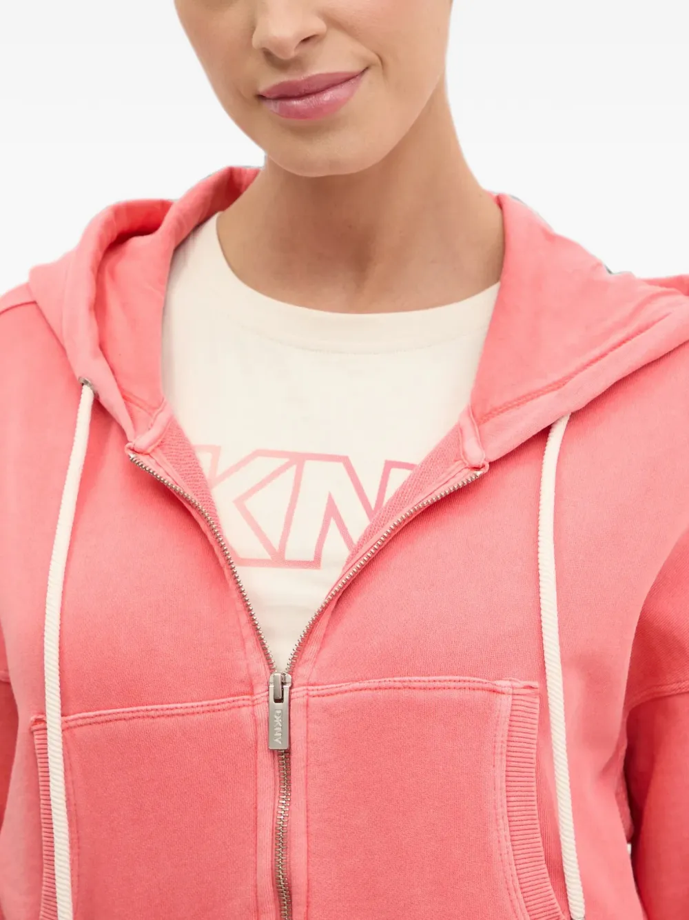 DKNY Cropped hoodie met rits Roze