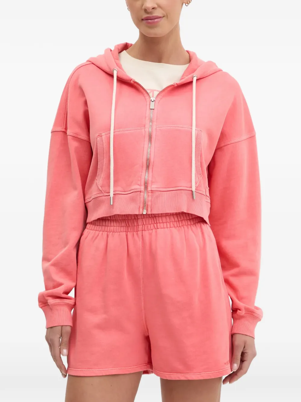 DKNY Cropped-Hoodie mit Reißverschluss - Rosa