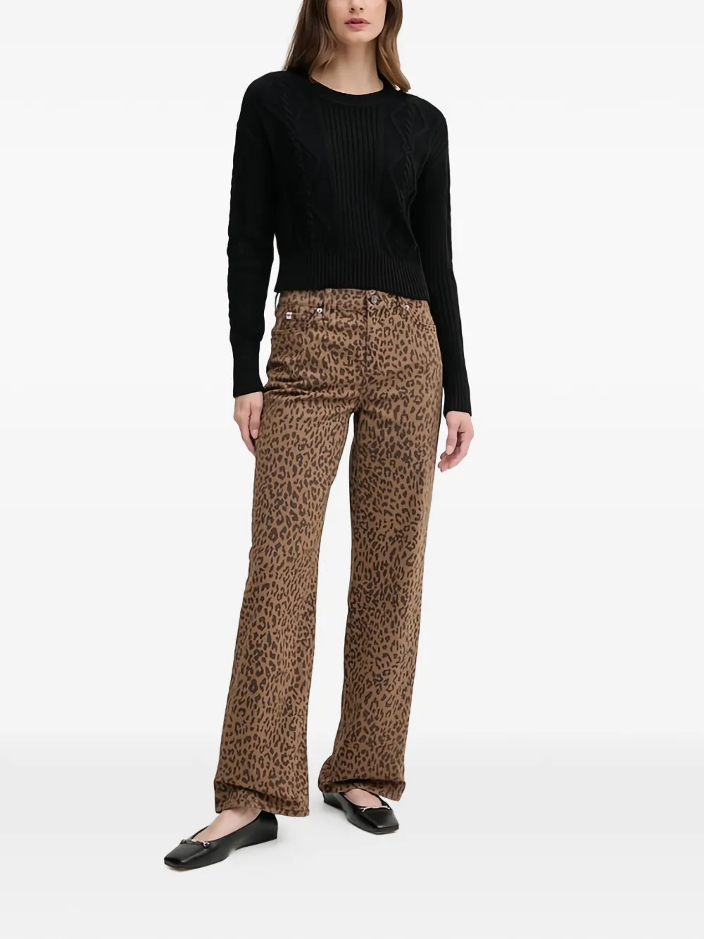  Dkny Vaqueros Con Estampado De Leopardo - Marrón 