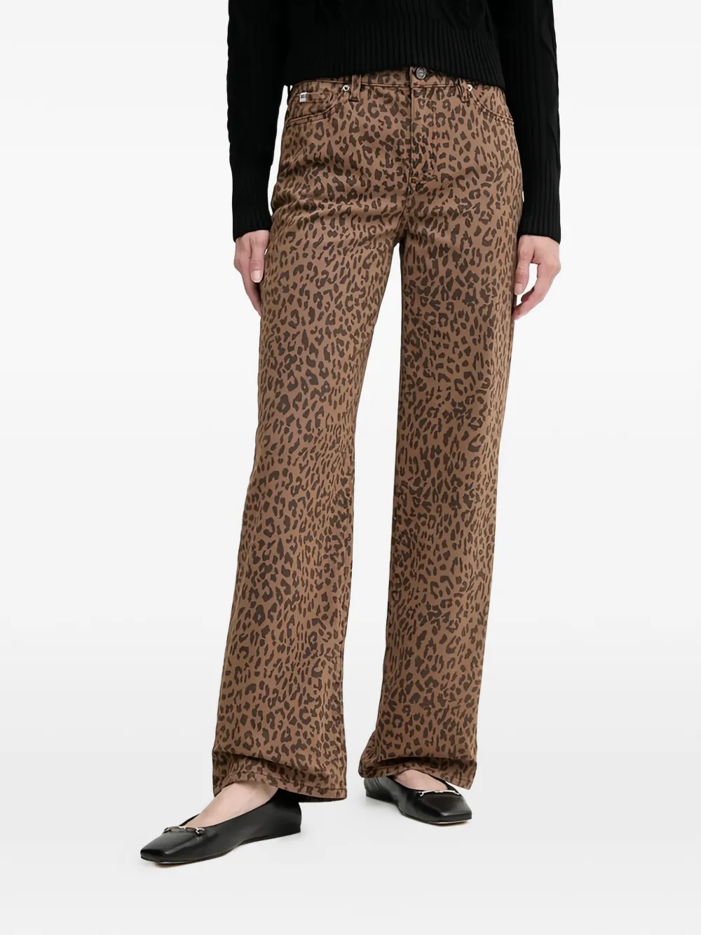 DKNY leopard-print denim jeans - Marrone