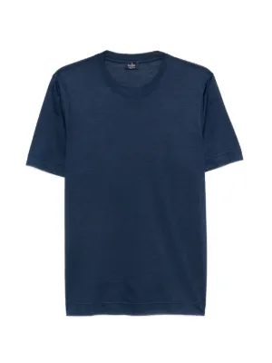 Brunello Cucinelli logo-embroidered T-shirt | Blue | FARFETCH IN