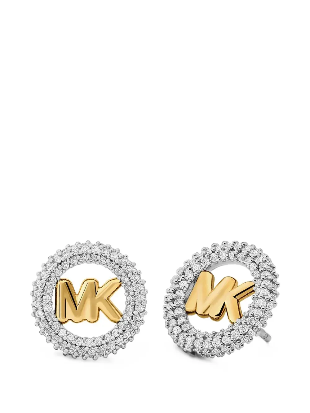 Michael Kors small pavé logo-charm two-tone stud earrings - Silber