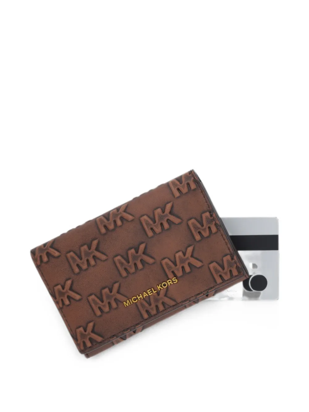 Michael Kors Colby leren pasjeshouder met logo-reliëf Bruin