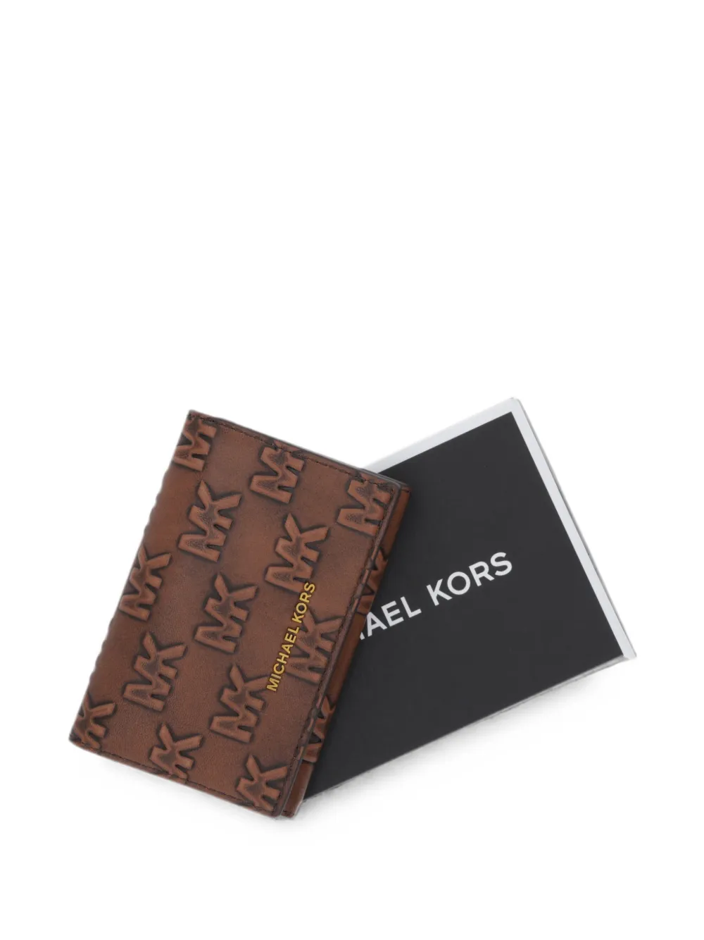Michael Kors Colby leren pasjeshouder met logo-reliëf Bruin