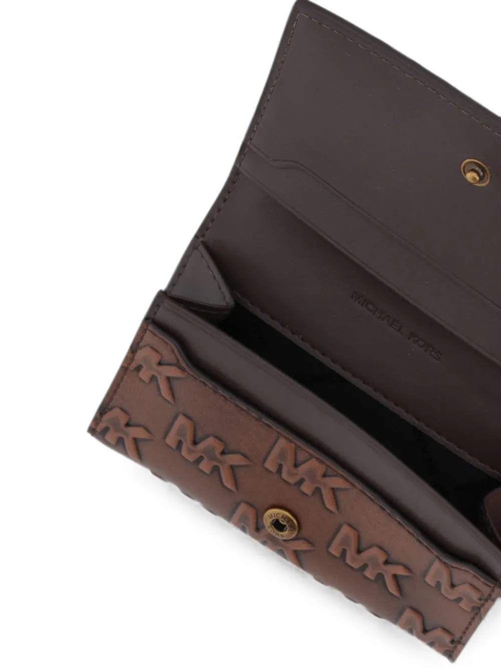 Michael Kors Colby leren pasjeshouder met logo-reliëf Bruin
