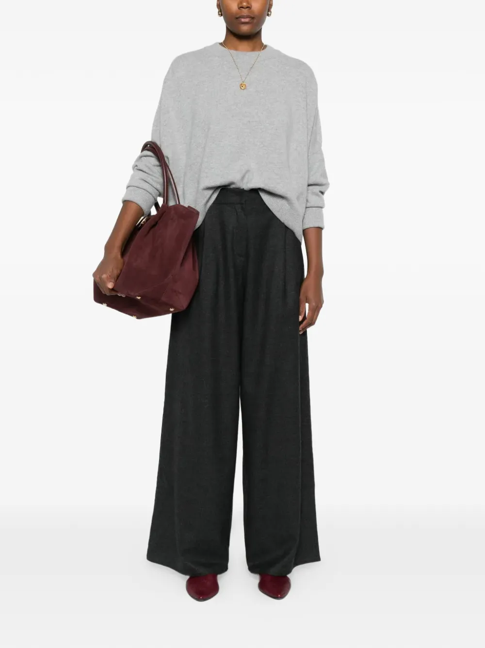  Alberta Ferretti Round-neck Long-sleeve Sweater - Grey 