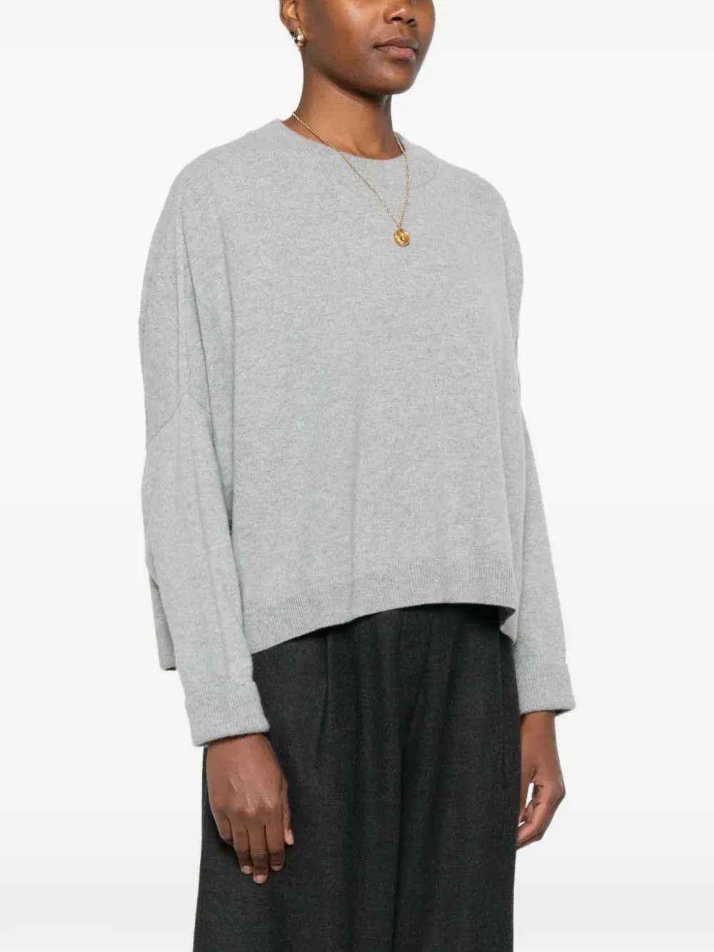  Alberta Ferretti Round-neck Long-sleeve Sweater - Grey 