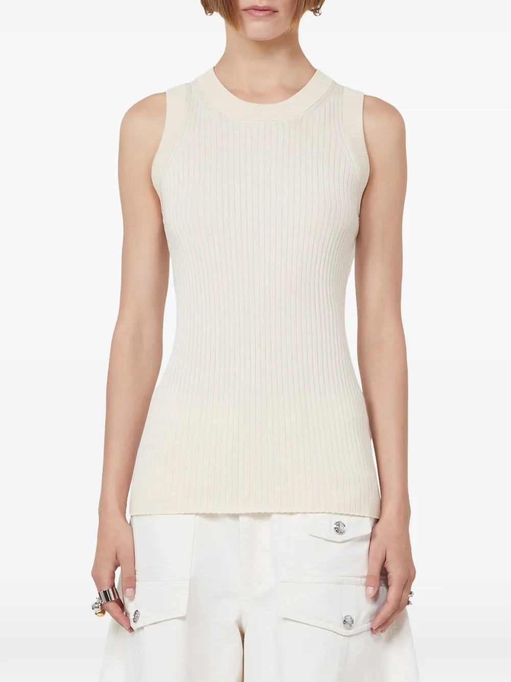  Sportmax Ribbed Tank Top - Neutrals 