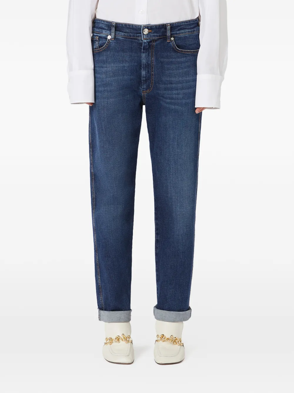 Sportmax Straight jeans met riemlussen Blauw