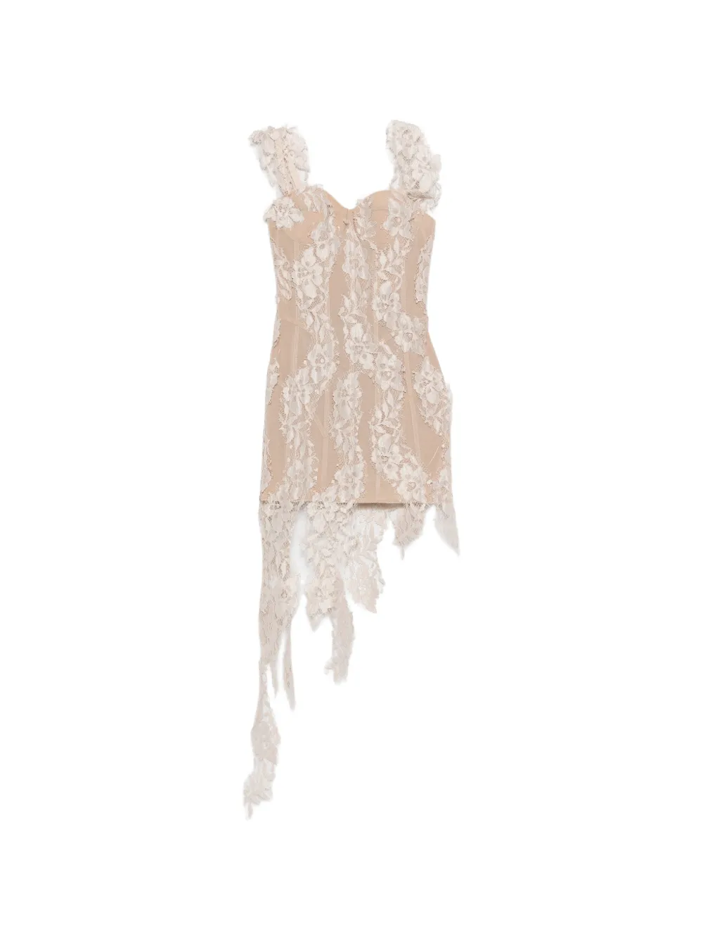 Giuseppe Di Morabito Floral-lace Mini Dress In 뉴트럴