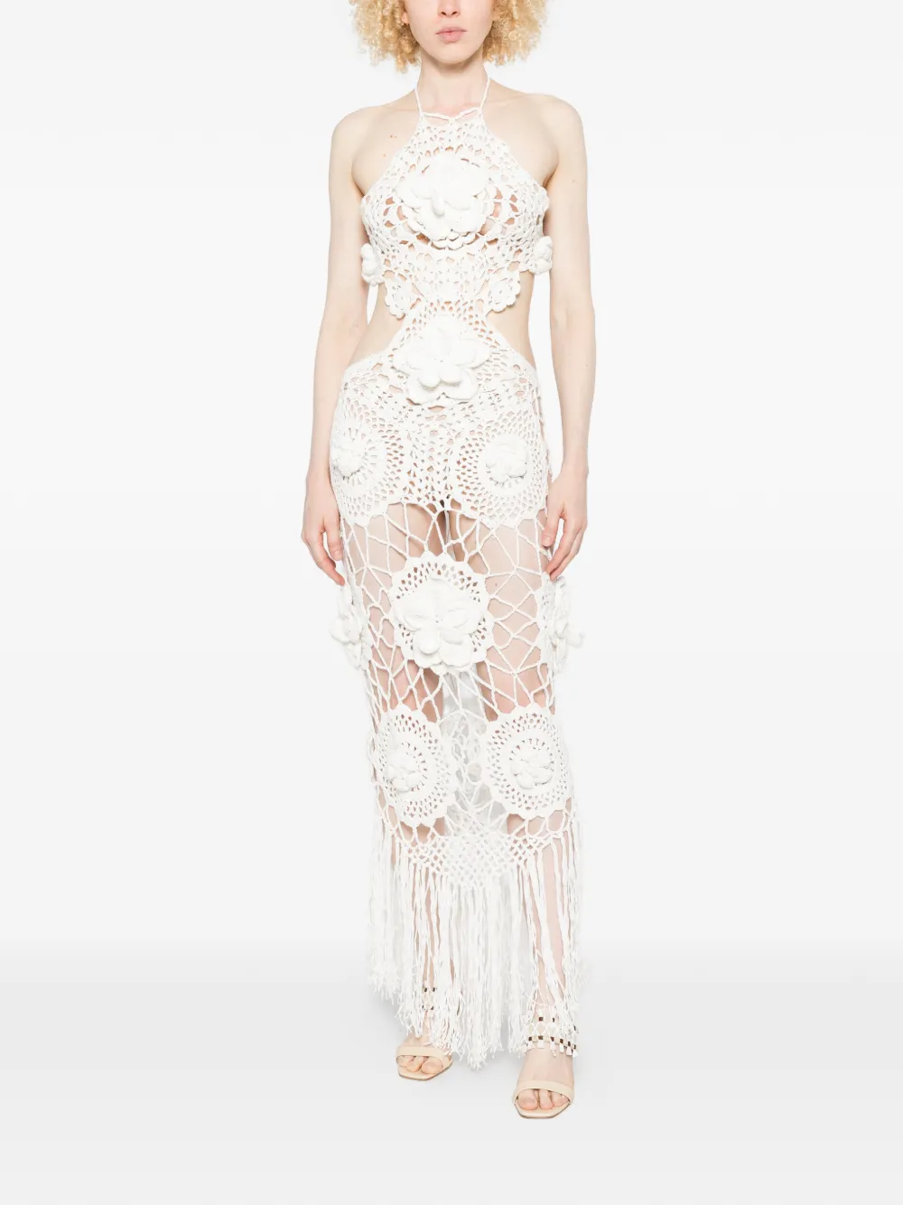 Giuseppe Di Morabito Gehaakte maxi-jurk met bloemenpatch Wit
