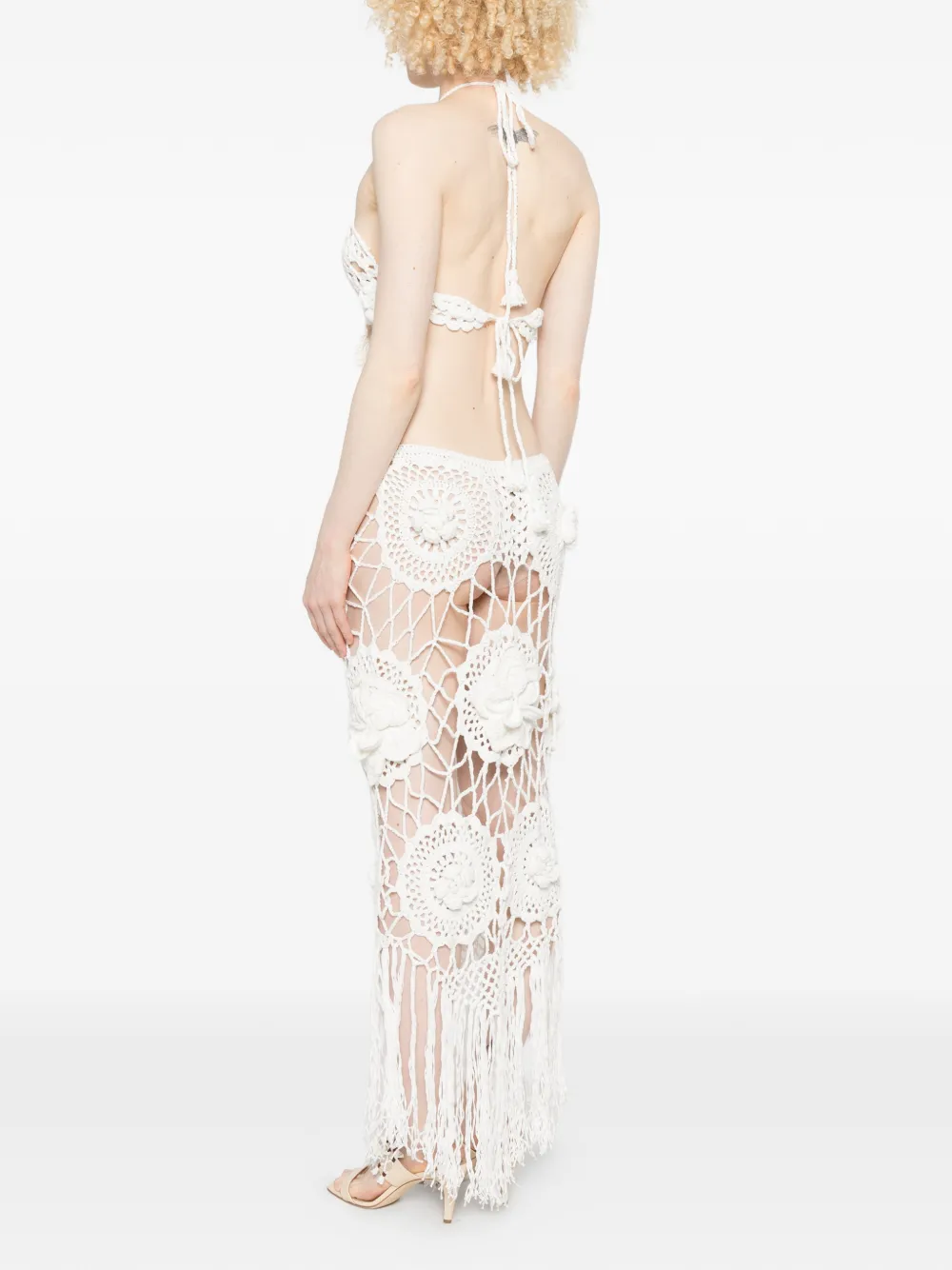 Giuseppe Di Morabito Gehaakte maxi-jurk met bloemenpatch Wit