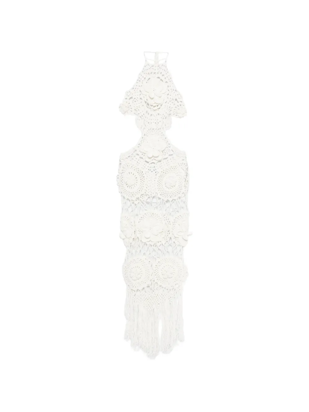 Giuseppe Di Morabito floral-appliqué crochet-knit maxi dress - Bianco