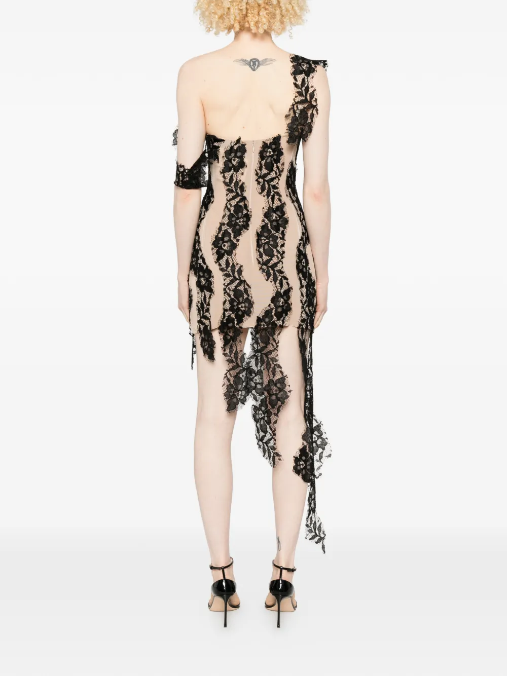 Giuseppe Di Morabito Asymmetrische mini-jurk met kant Beige