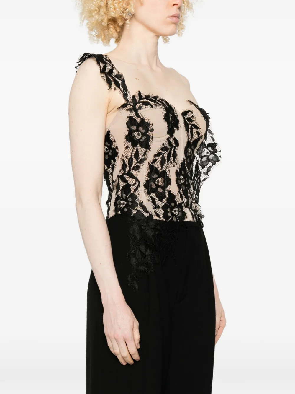 Giuseppe Di Morabito Top met bloemenkant Beige