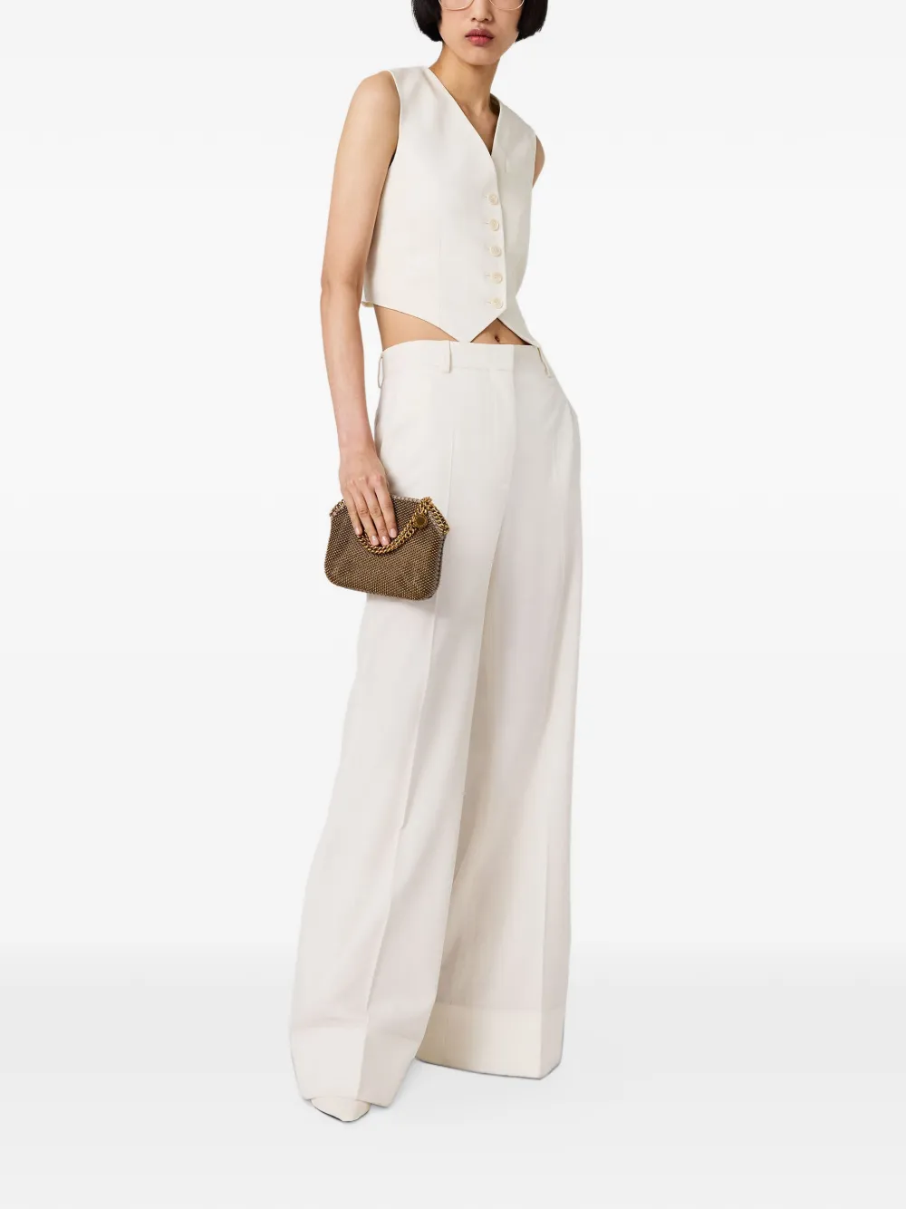 Stella McCartney Broek met wijde pijpen Beige