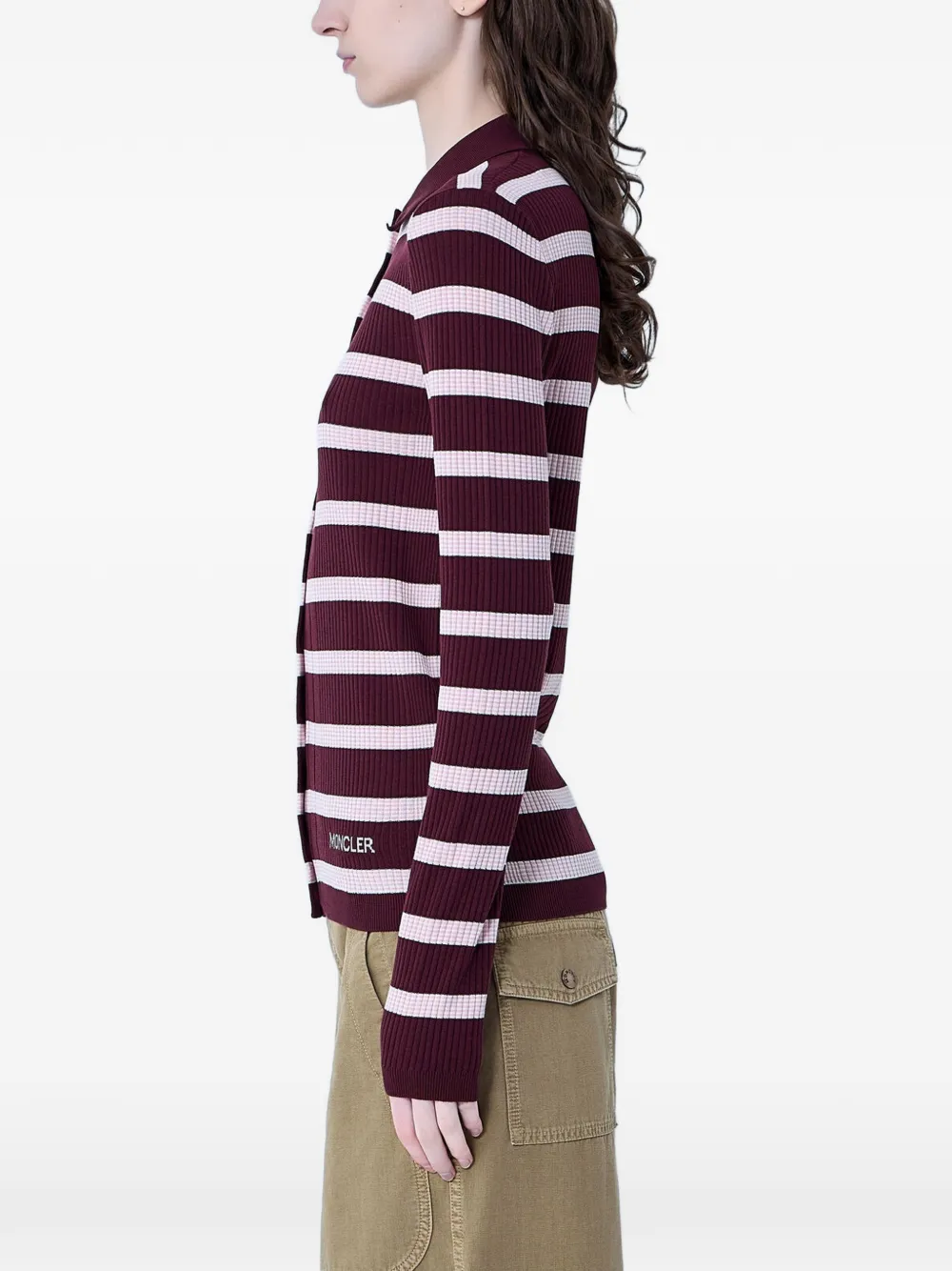 Moncler Gestreept geribbeld vest Rood