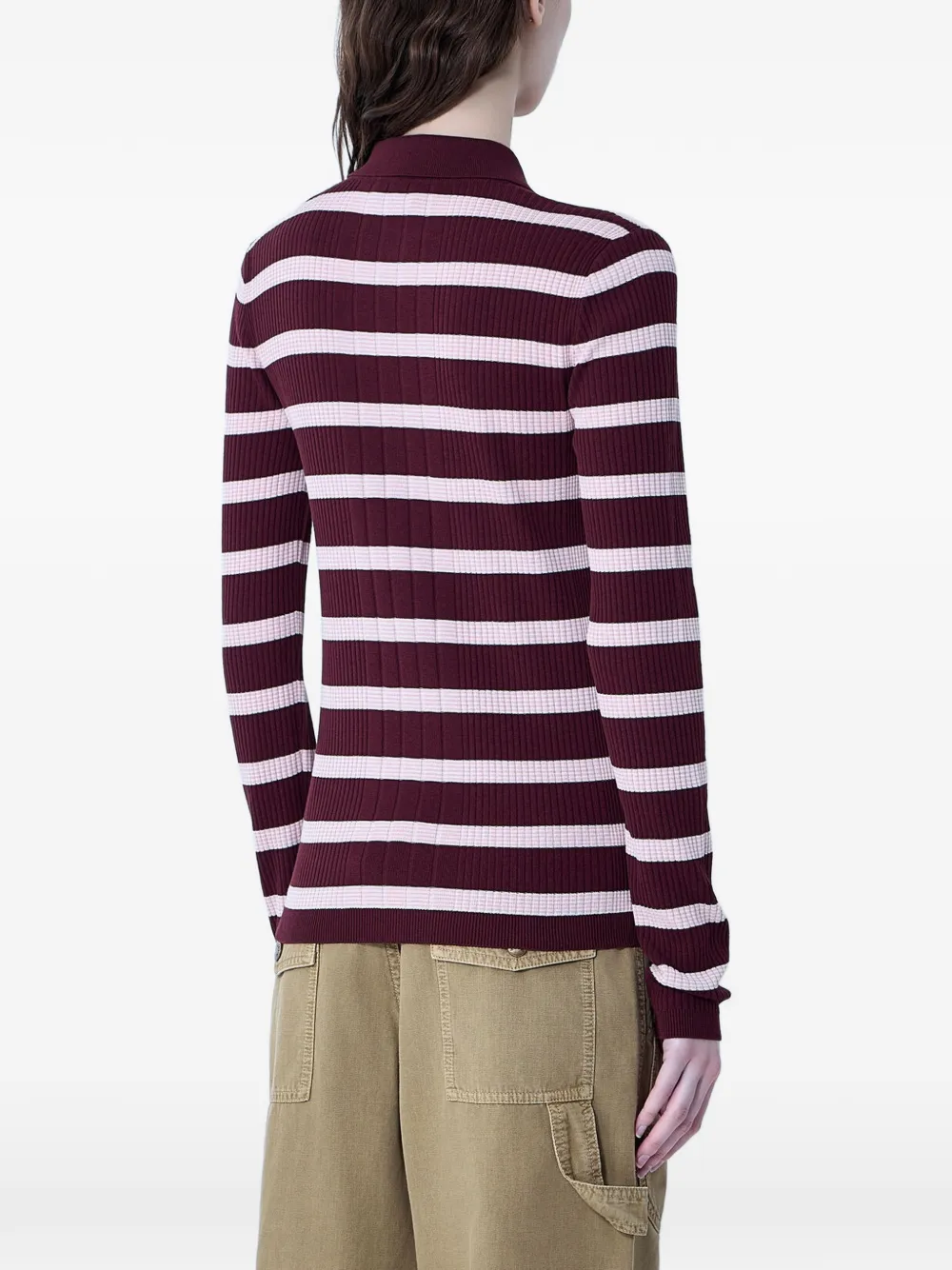 Moncler Gestreept geribbeld vest Rood