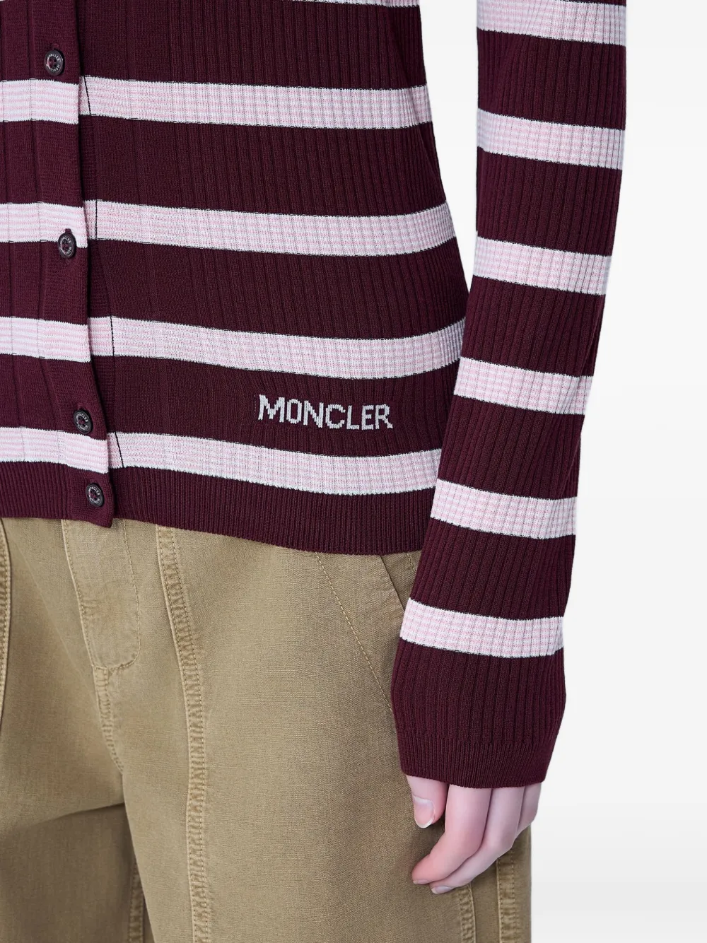 Moncler Gestreept geribbeld vest Rood