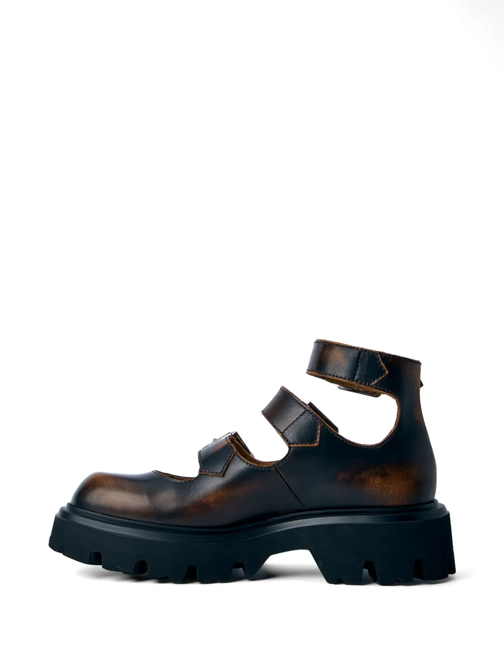 Vivienne Westwood Bacchus leren laarzen met gespbandjes Bruin