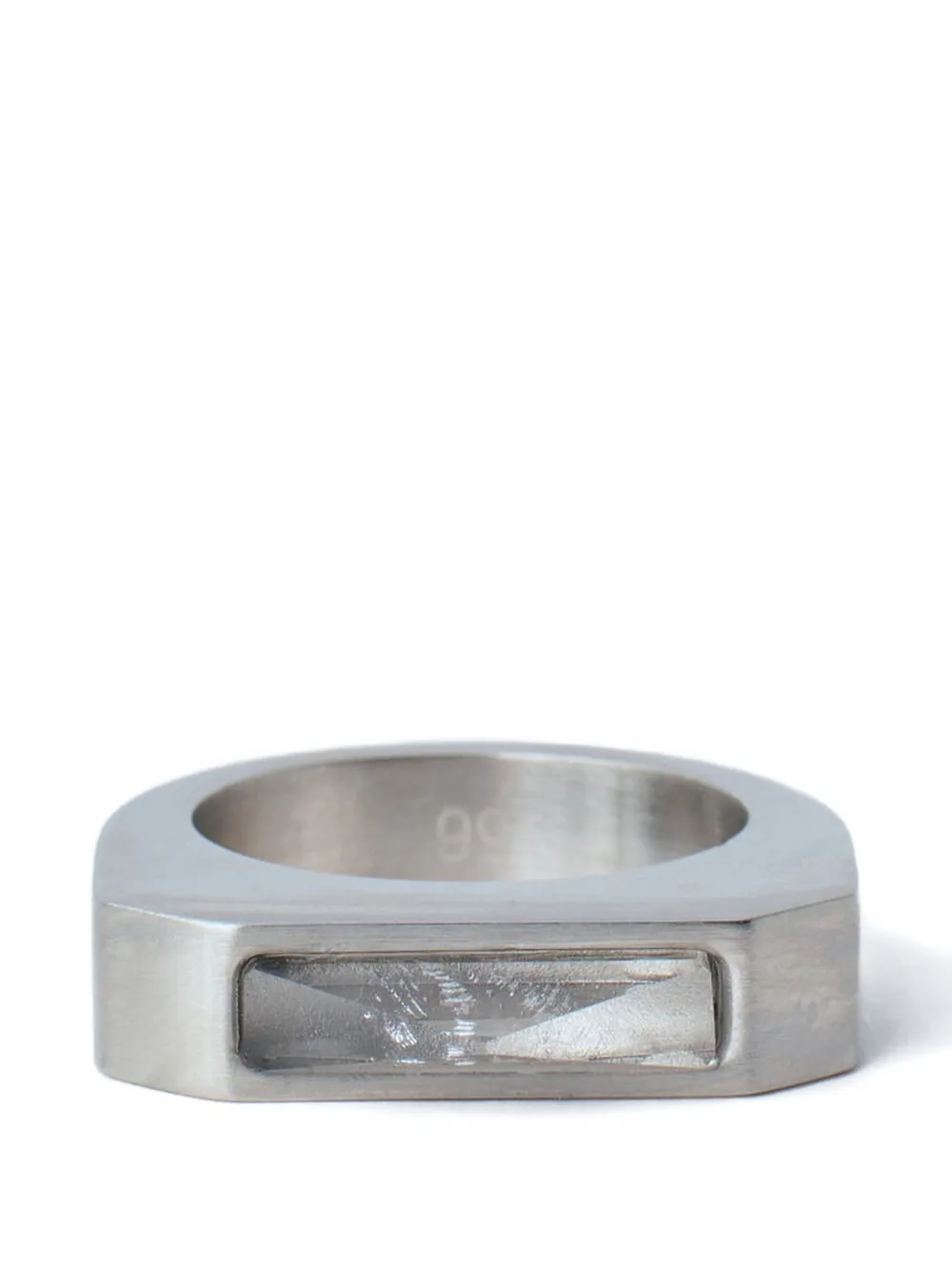 Rick Owens Brushed Rectangular Ring In Silver