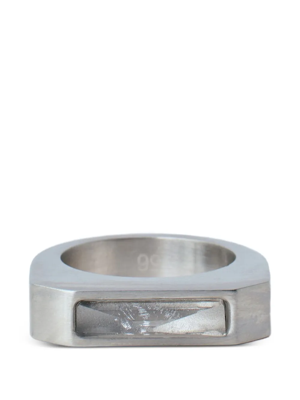 Rick Owens brushed rectangular ring - Argento