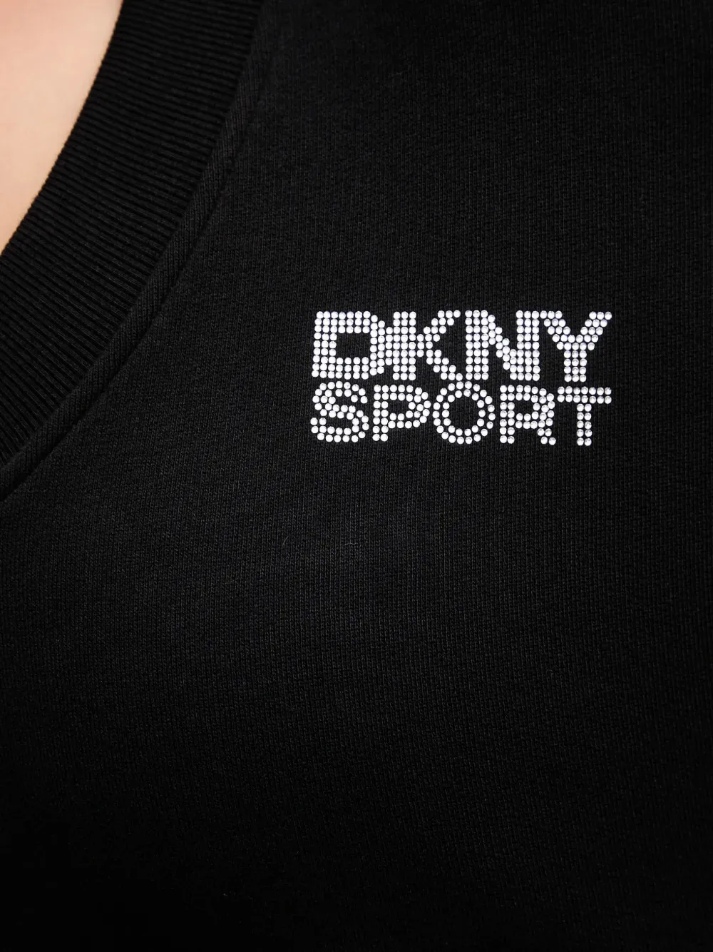 DKNY Sweater met logoprint en V-hals Zwart