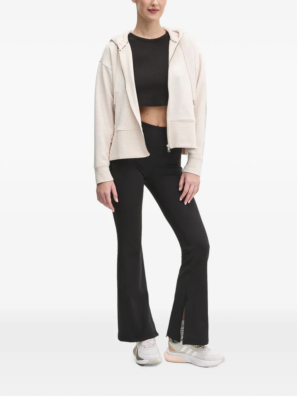 DKNY Geribbelde hoodie Beige