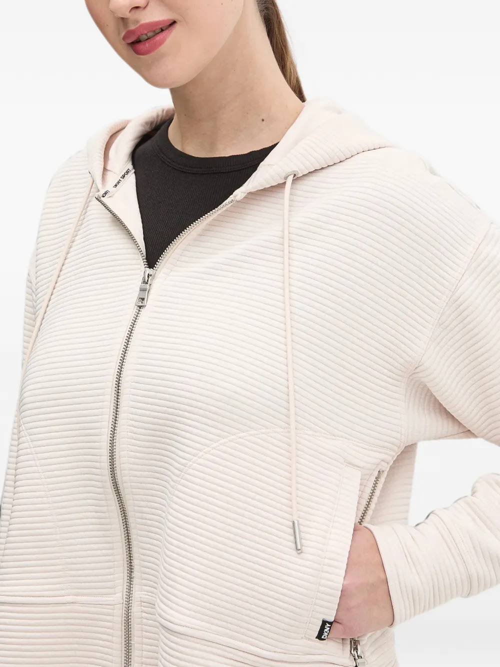 DKNY Geribbelde hoodie Beige