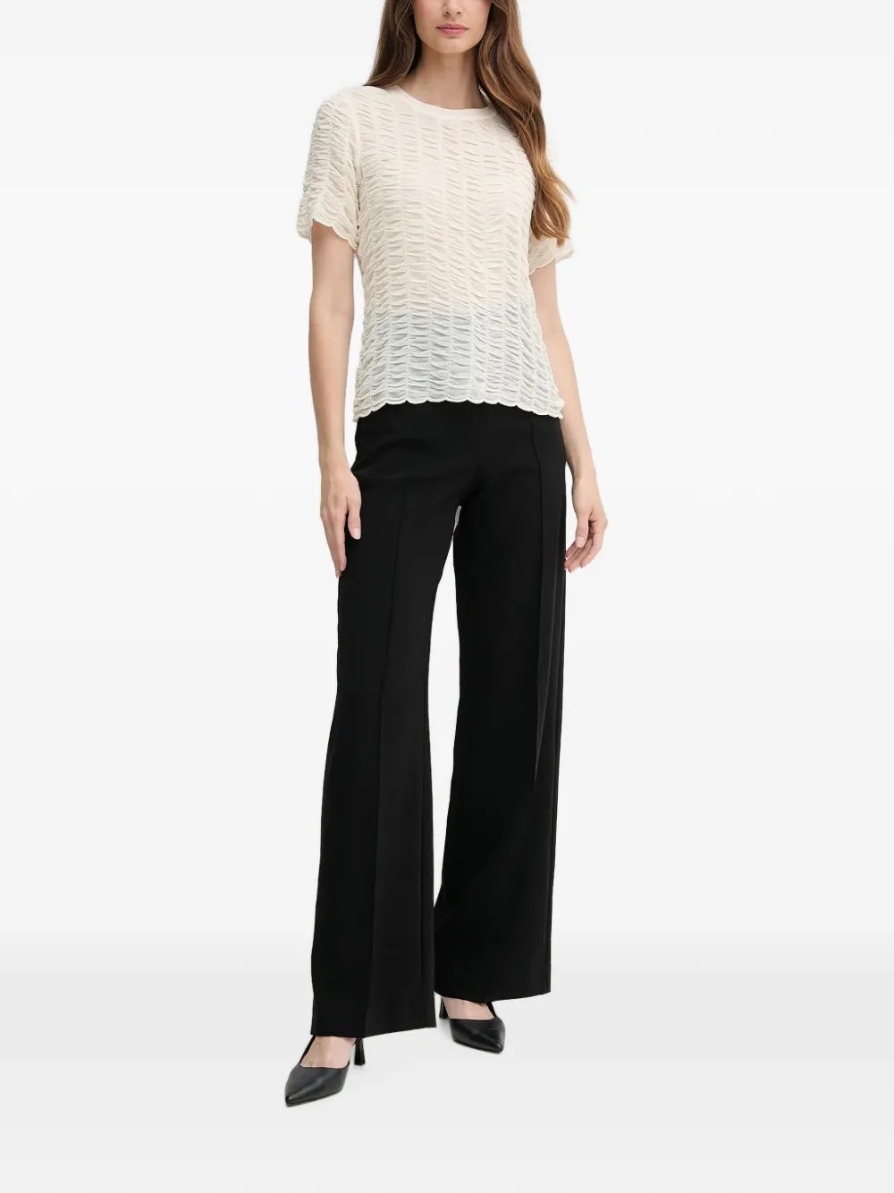 DKNY textured short-sleeved T-shirt Beige