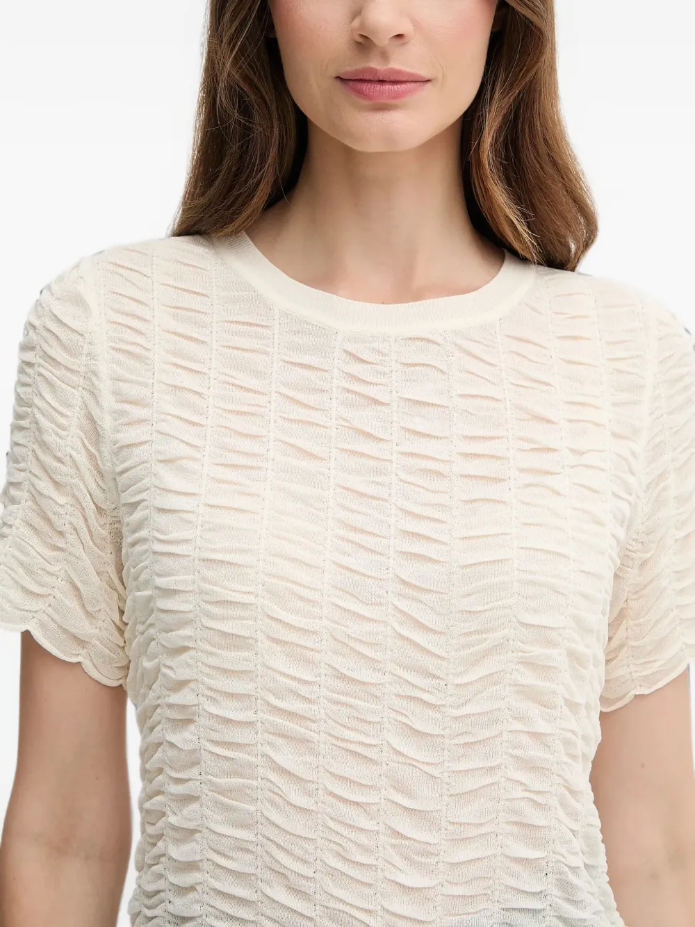 DKNY textured short-sleeved T-shirt Beige