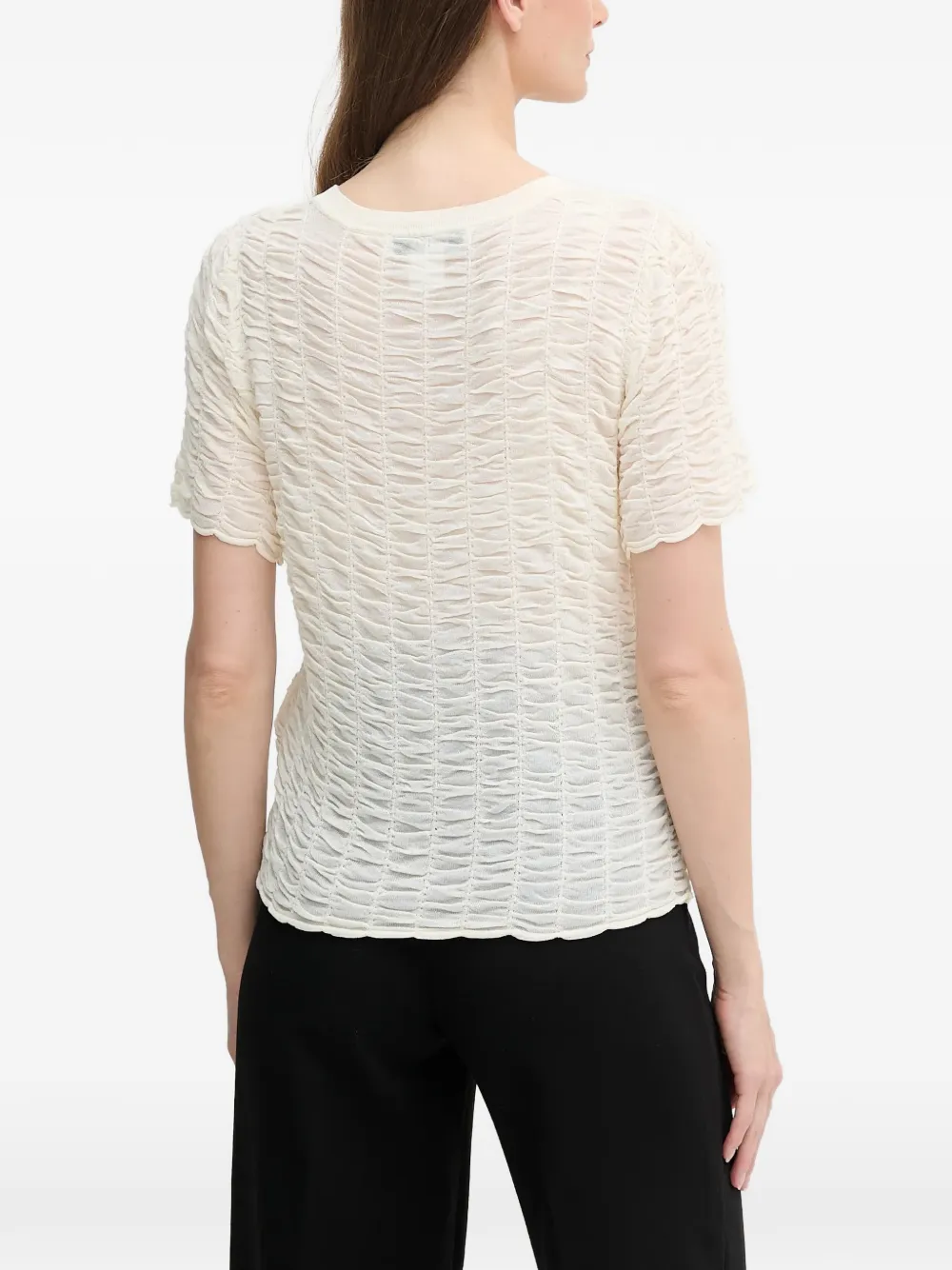 DKNY textured short-sleeved T-shirt Beige