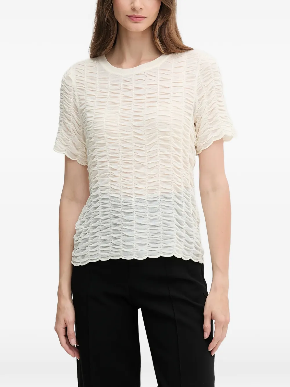 DKNY textured short-sleeved T-shirt - Toni neutri