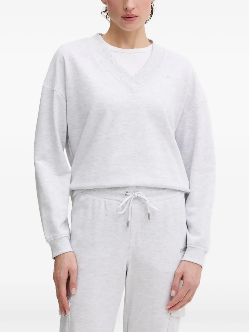 DKNY Sweatshirt mit V-Ausschnitt - Grau