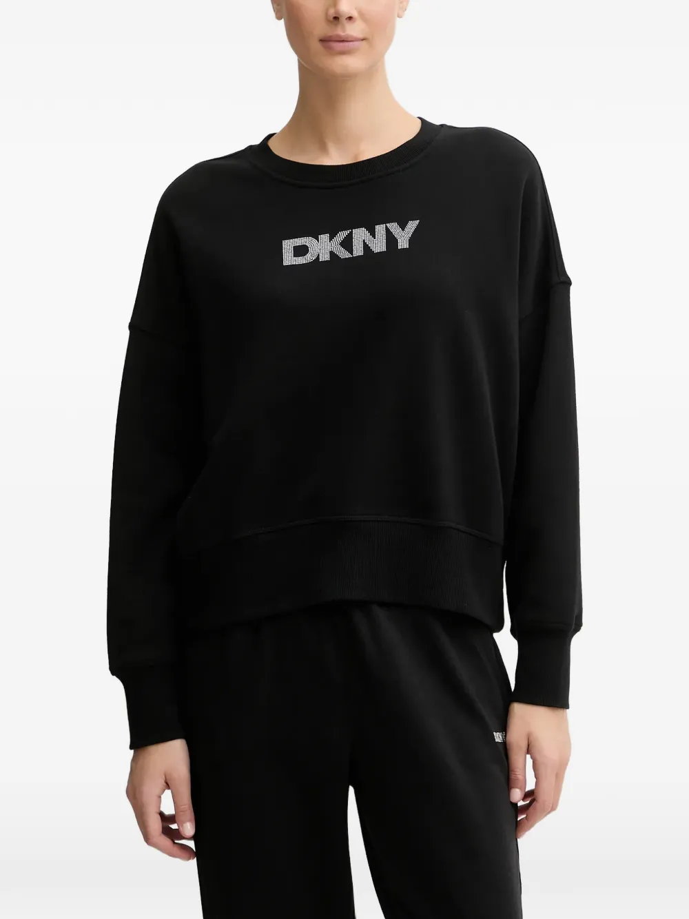 DKNY Sweatshirt mit tiefen Schultern - Schwarz
