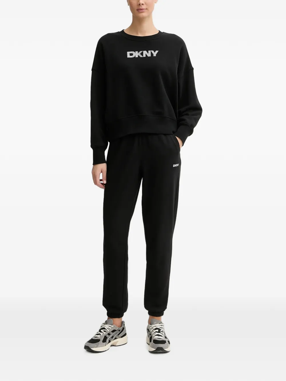 DKNY Sweater verfraaid met logo en verlaagde schouders Zwart