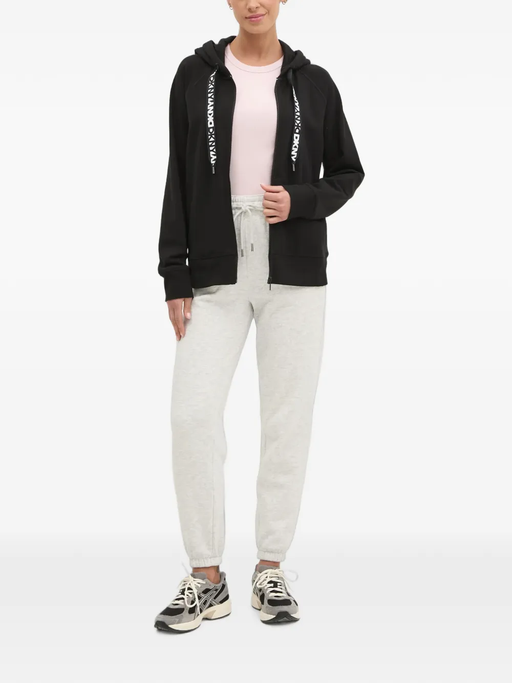 DKNY Hoodie met rits Zwart