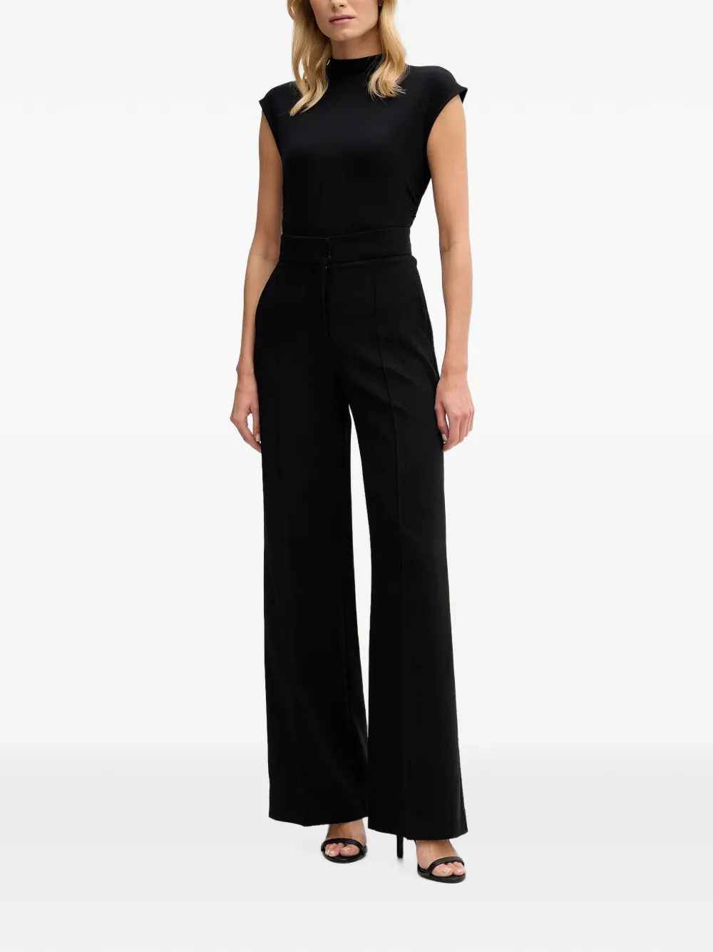 DKNY Top met ruches en opstaande hals Zwart