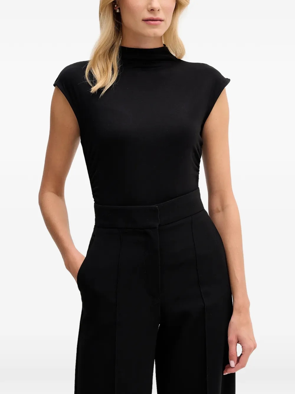 DKNY Cropped-Top mit Stehkragen - Schwarz